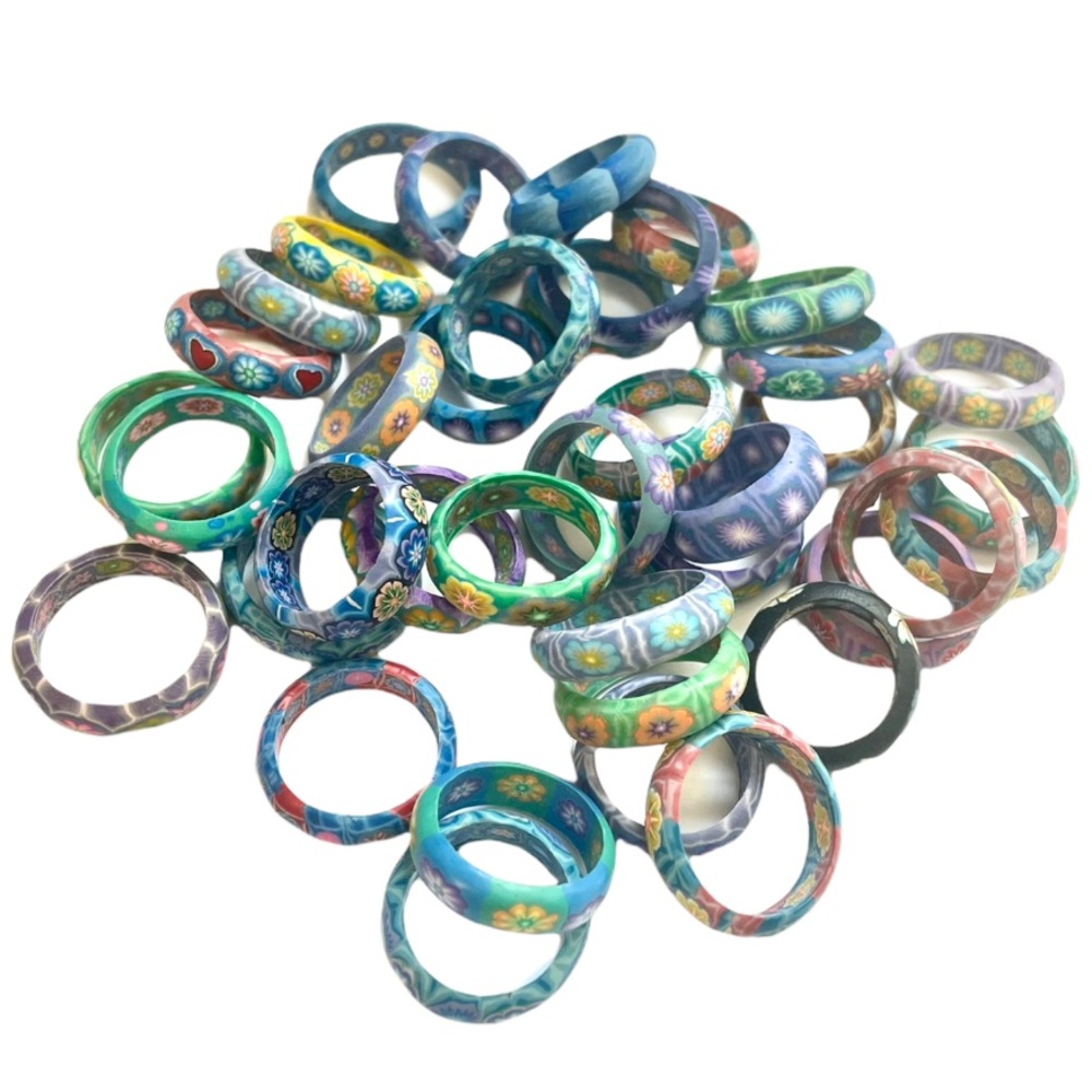 Fimo Clay Floral Banded Ring